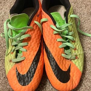 Nike Kids Soccer Shoes in Bright Orange and Neon Green